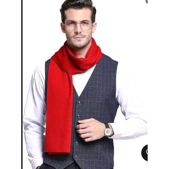 RIONA Men's 100 Australian Merino Wool Scarf Knitted Soft Warm Neckwear - Picture 1 of 2